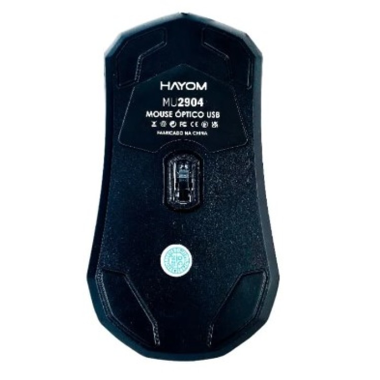 Mouse Hayom, Com fio USB, óptico, Preto - MU2904