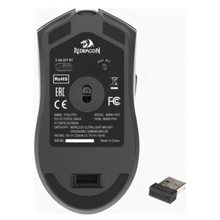 Mouse Gamer Redragon Fyzu Pro Wireless M995-Pro Preto