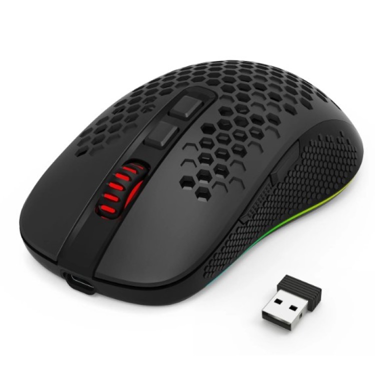 Mouse Gamer Redragon Hana RGB – 7200 DPI, Ultraleve com Carcaça Perfurada, Wireless e USB-C, Preto