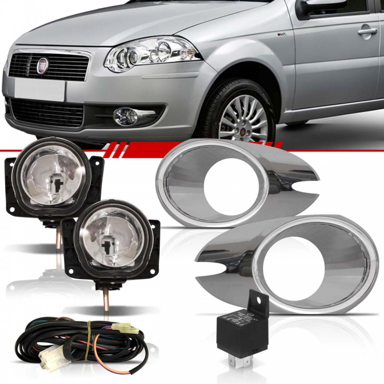 Kit Farol de Milha Palio e Siena G4 Com molduras cromadas (longas)