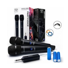Microfone Sem Fio Leson Duplo Recarregável alcance 30 metros 2 Bastões