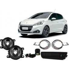 Kit Farol de Milha Peugeot 208 (Todos) Com moldura cromada