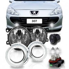 Kit Farol de Milha Peugeot 307 2007-2012 Com molduras cromadas