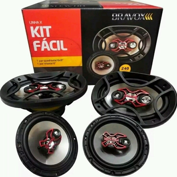 Kit Alto Falante Bravox Facil 6 Triaxial + Quadriaxial 6x9 