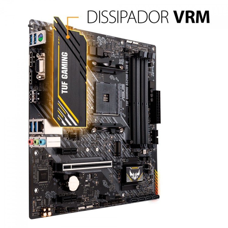 Placa Mãe Asus TUF Gaming A520M-PLUS II, Chipset A520, AMD AM4, mATX, DDR4, 90MB17G0-M0EAY0