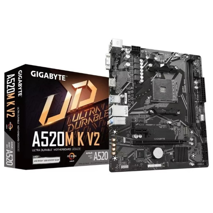 Placa Mãe Gigabyte A520M K V2 AMD AM4 MATX DDR4 Cor Preto