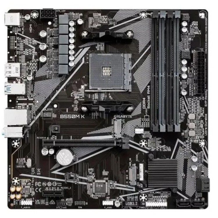 Placa Mãe Gigabyte B550mk Ddr4 Am4 Micro Atx Cor Preto
