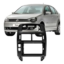 Moldura 2 DIN 9" VW Polo 2003/14 Preto Fosco - TK1229