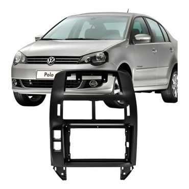 Moldura 2 DIN 9" VW Polo 2003/14 Preto Fosco - TK1229