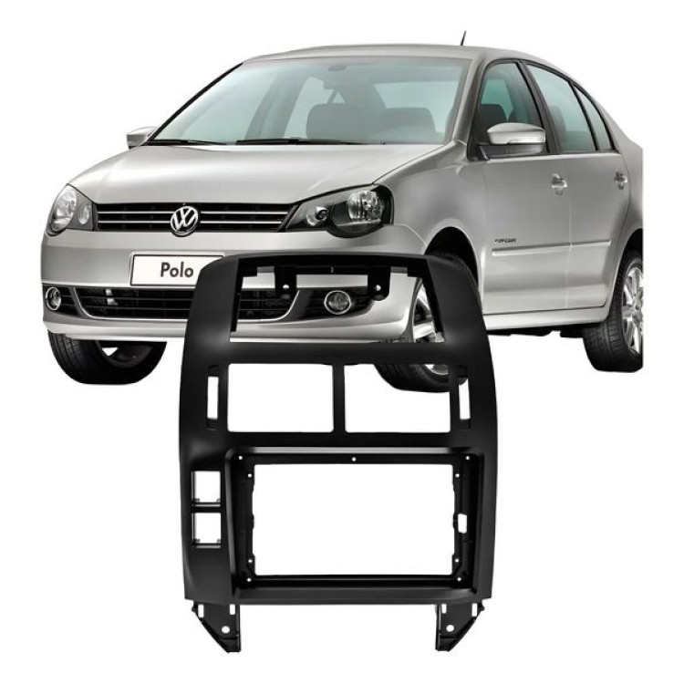 Moldura 2 DIN 9" VW Polo 2003/14 Preto Fosco - TK1229 Moldura 2 DIN 9" VW Polo 2003/14 Preto Fosco - TK1229
