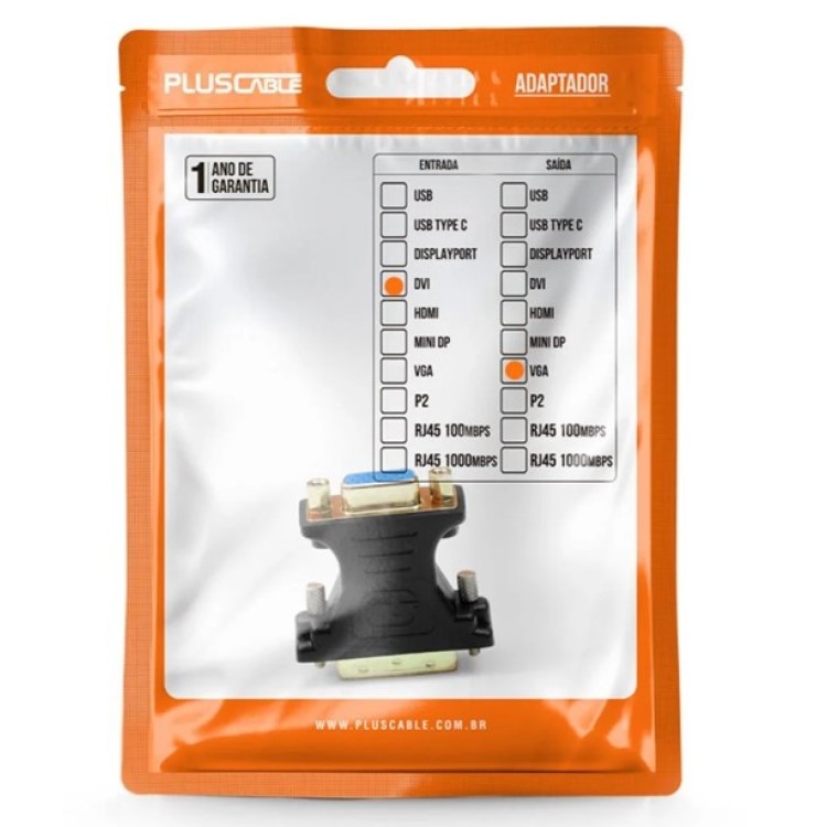 Adaptador DVI para VGA Plus Cable - ADP-DVIVGA10BK