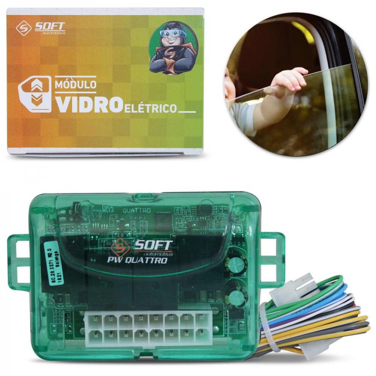 Módulo de Vidro Elétrico Soft PW Quattro Universal 4