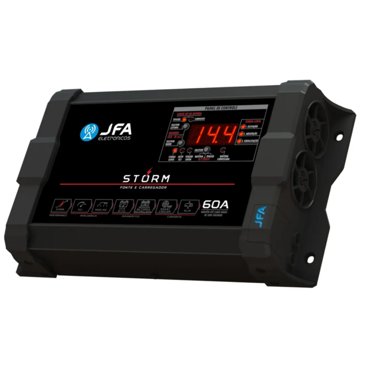 Fonte Carregador Jfa 60a Bivolt Storm Com Medidor Cca Fonte Carregador Jfa 60a Bivolt Storm Com Medidor Cca