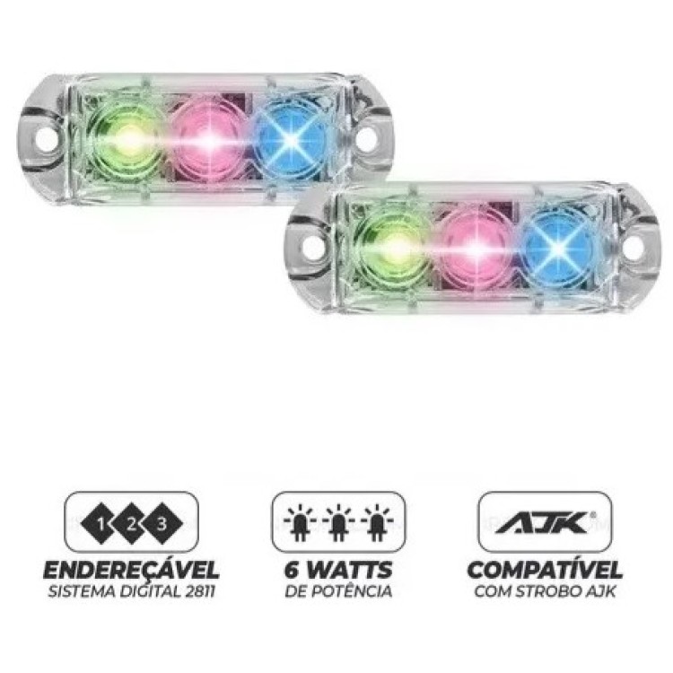 Strobo AJK 2 Faróis 6w Rgb Led
