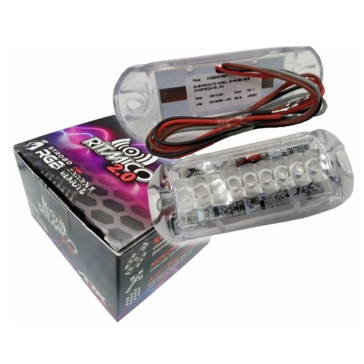 Strobo Ajk Ritmico Rgb 2.0 Controle Central 2 Farois 3w Kit