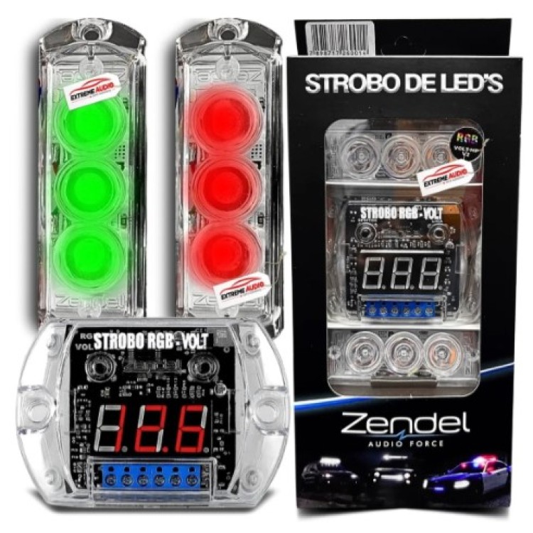 Strobo Zendel Com Voltimetro Para Som Automotivo Colorido Rgb