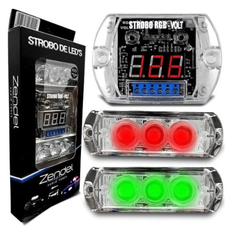 Strobo Zendel Com Voltimetro Para Som Automotivo Colorido Rgb