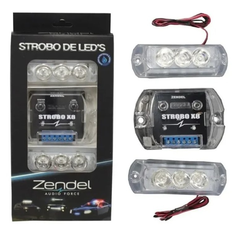 Strobo Zendel X8 Branco 2 Faróis Leds + Efeitos Central
