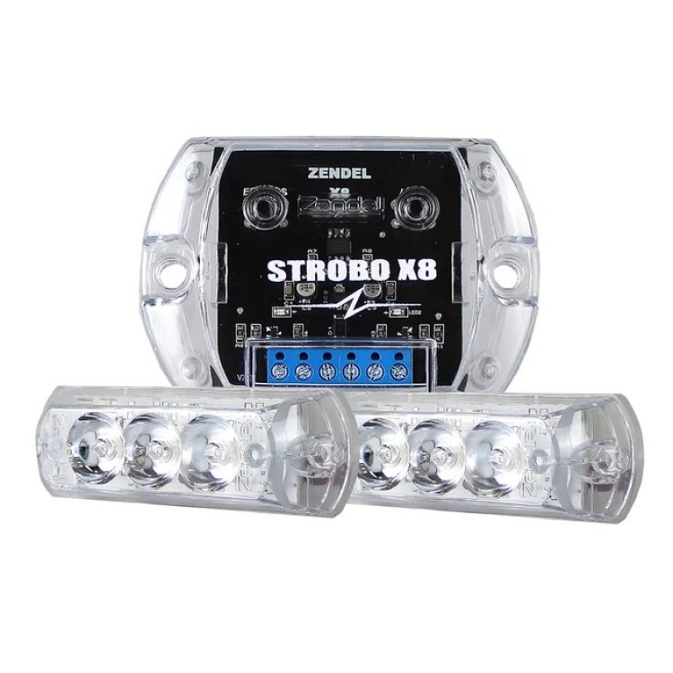 Strobo Zendel X8 Branco 2 Faróis Leds + Efeitos Central