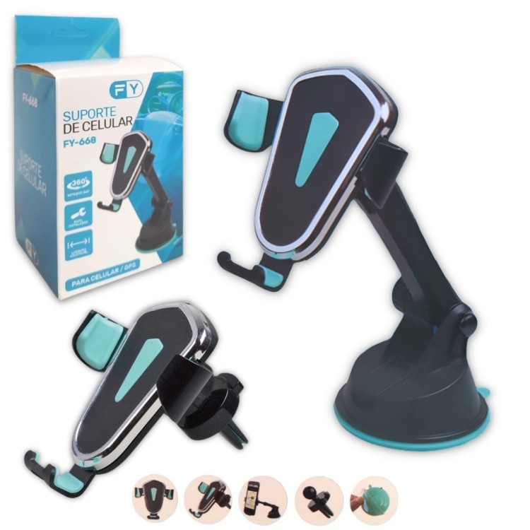 SUPORTE CELULAR VEICULAR FY 2 EM 1 FY-668