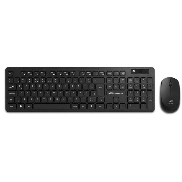 Teclado + Mouse C3tech Sem Fio Wireless Abnt2 K-w20bk