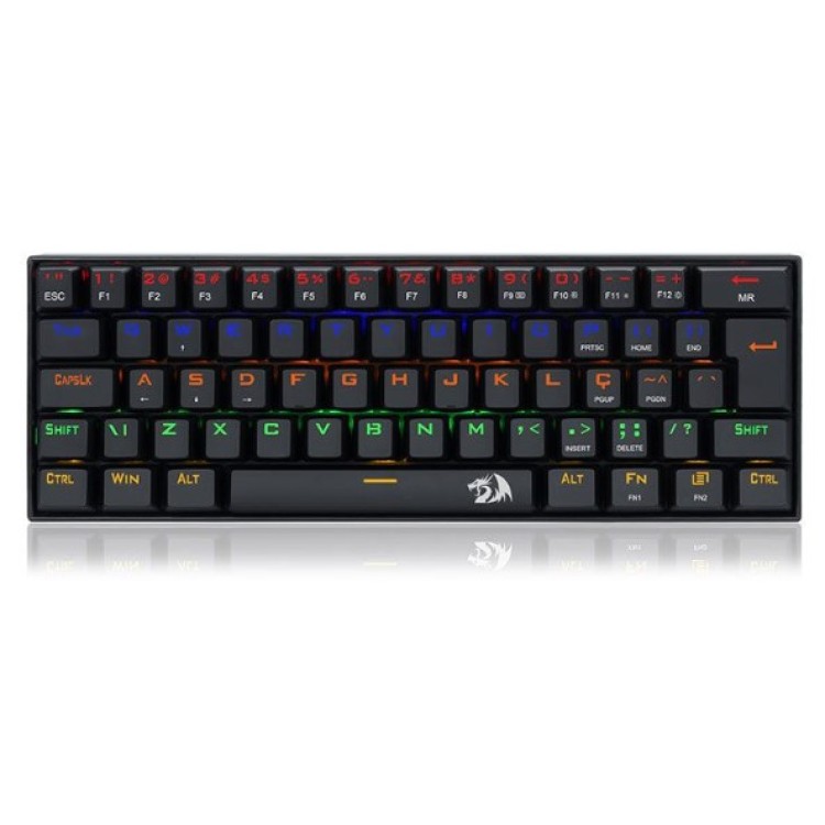 Teclado Mecanico Redragon Lakshmi, Rainbow, ABNT2, Layout 60%, Switch Marrom, K606R-PT-BROWN