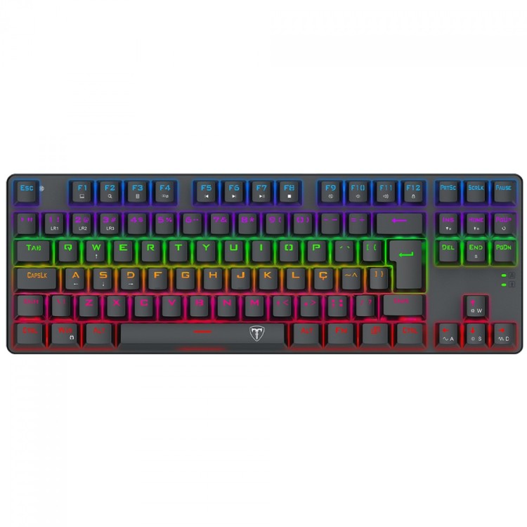 Teclado Mecânico Gamer T-Dagger Bora, Rainbow, Switch Brown, TKL, ABNT2, Preto, T-TGK313-BR