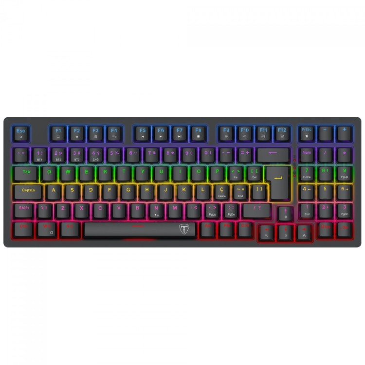Teclado Mecânico Gamer T-Dagger Holysword, Rainbow, Wireless/Bluetooth, Switch Brown, ABNT2, Preto, T-TGK331-BR
