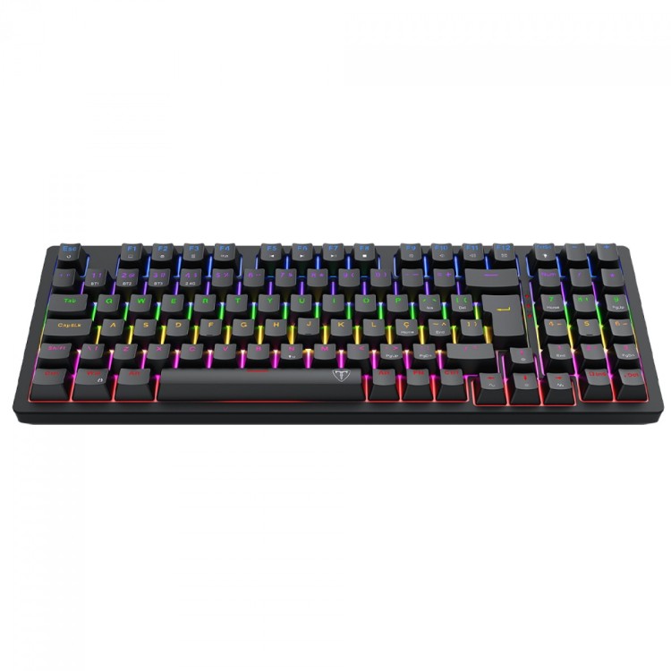 Teclado Mecânico Gamer T-Dagger Holysword, Rainbow, Wireless/Bluetooth, Switch Brown, ABNT2, Preto, T-TGK331-BR