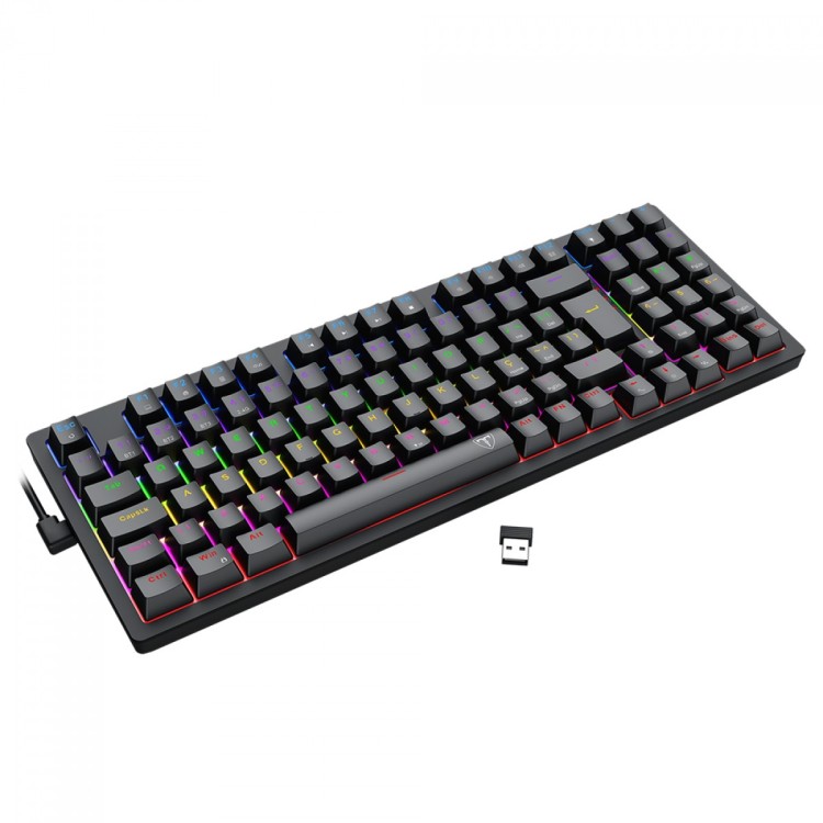Teclado Mecânico Gamer T-Dagger Holysword, Rainbow, Wireless/Bluetooth, Switch Brown, ABNT2, Preto, T-TGK331-BR