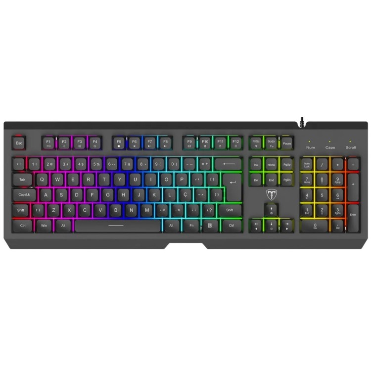 Teclado T-Dagger Gamer Membrana Nova Preto Rgb Abnt2 Full Size