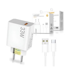 Carregador Turbo PD 33W USB-C 1M LEHMOX - LE-407 TYPE-C
