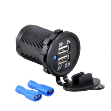 TOMADA ELÉTRICA VEICULAR COM 2 PORTAS USB ASX