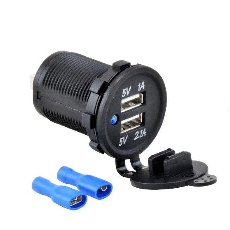 TOMADA ELÉTRICA VEICULAR COM 2 PORTAS USB ASX