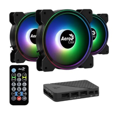 Kit 3 Coolers Aerocool Saturn 12 Pro ARGB + Hub + Controle