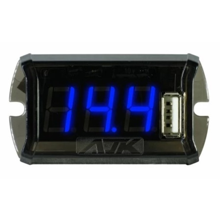 Voltímetro AJK Black Digital Com Saida Usb Medidor Bateria Voltímetro AJK Black Digital Com Saida Usb Medidor Bateria