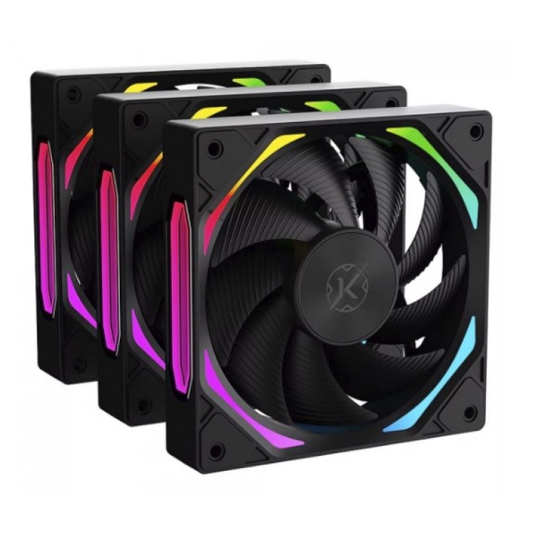 Kit Fan Com 3 Unidades Kalkan Halo ARGB, 120mm, PWM, Preto, KLK00019