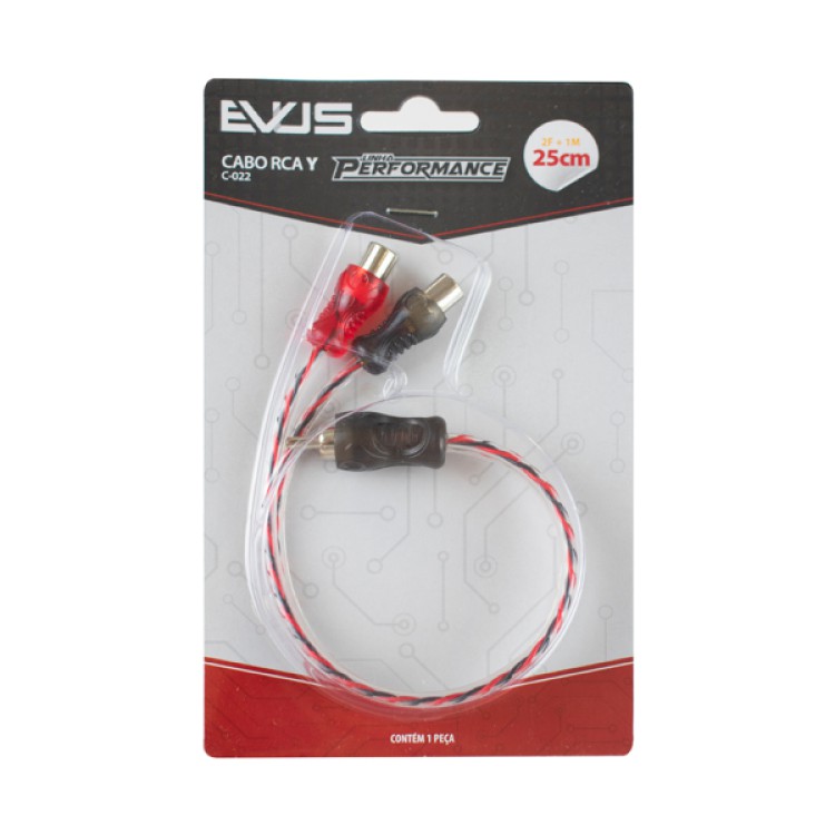 Cabo de Audio Y Evus C-022 Performance 1 RCA Macho x 2 RCA Femea 25cm